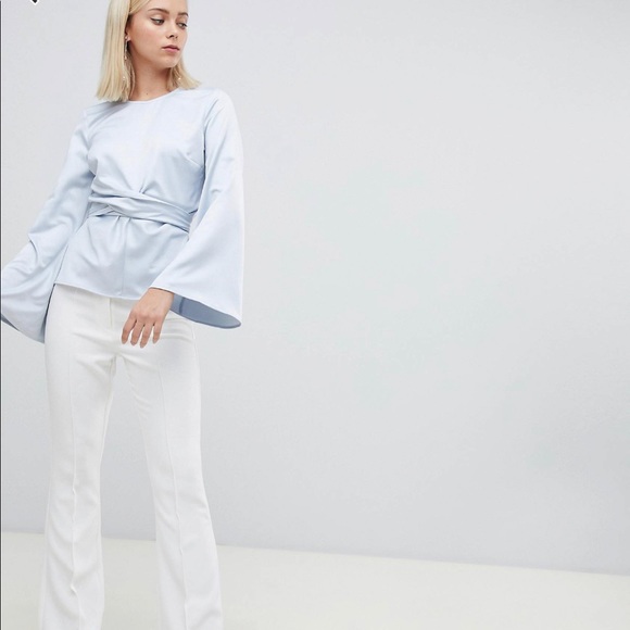 ASOS Design Long Sleeve top with Tie Front and Bell Sleeve Sz. 10 - Picture 4 of 8